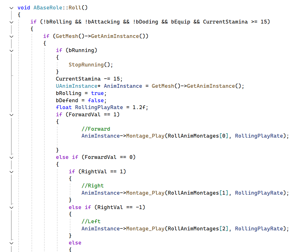 C++ combat action implementation